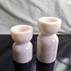 Marble Candle Holder - Tealight Holder, Stoneware Candle Holder, Wooden Style Candle Holder, Pillar Candle Holder | Housewarming Gift