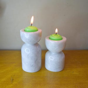 Marble Candle Holder - Tealight Holder, Stoneware Candle Holder, Wooden Style Candle Holder, Pillar Candle Holder | Housewarming Gift, marble candle holder, candle stick holder, dinner candle holder, pillar candle holder, candle holder set, taper candle holder, candle holder wood, long candle holder, candlestick holder, christmas gift, christmas decor, best gifts or her, marble home decor