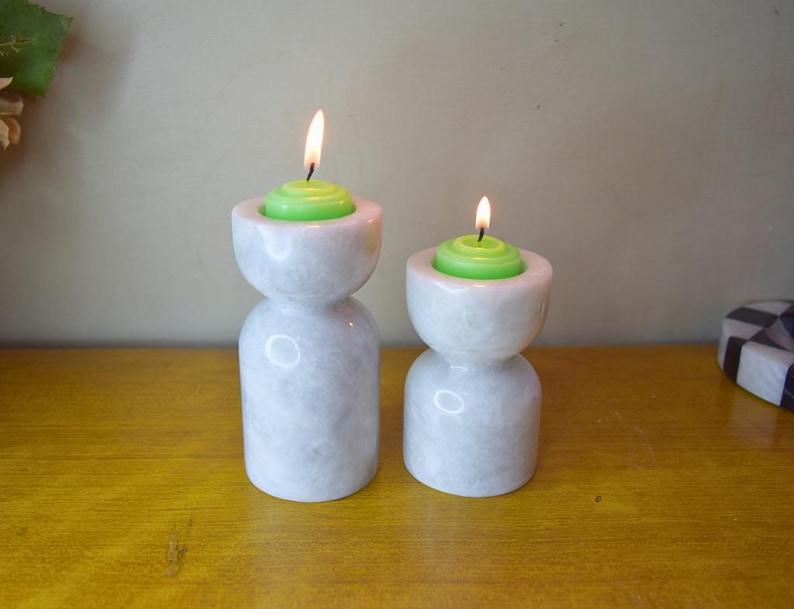 Marble Candle Holder - Tealight Holder, Stoneware Candle Holder, Wooden Style Candle Holder, Pillar Candle Holder | Housewarming Gift, marble candle holder, candle stick holder, dinner candle holder, pillar candle holder, candle holder set, taper candle holder, candle holder wood, long candle holder, candlestick holder, christmas gift, christmas decor, best gifts or her, marble home decor