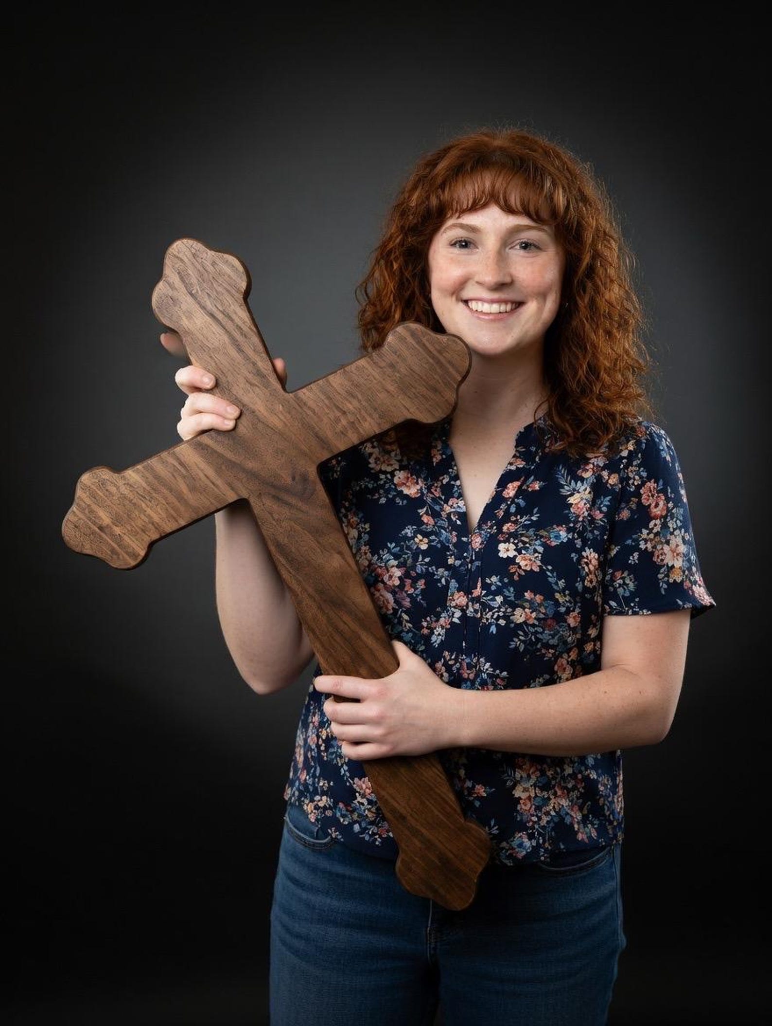 Large Solid Walnut Wood Wall Cross