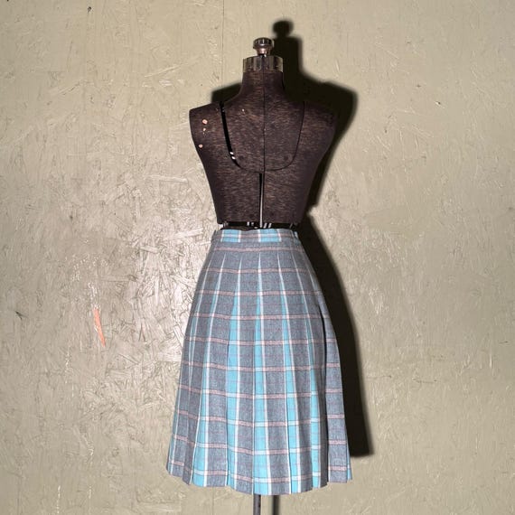 Vintage Gray Wool Pleated Skirt