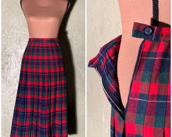 Vintage Wool Plaid Pleated Skirt