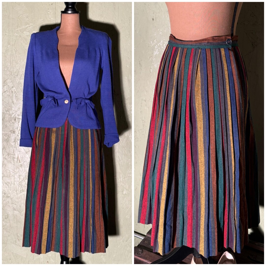 ELASTIC WAIST SKIRT WITH SPLITS RETRO'S RAINBOW