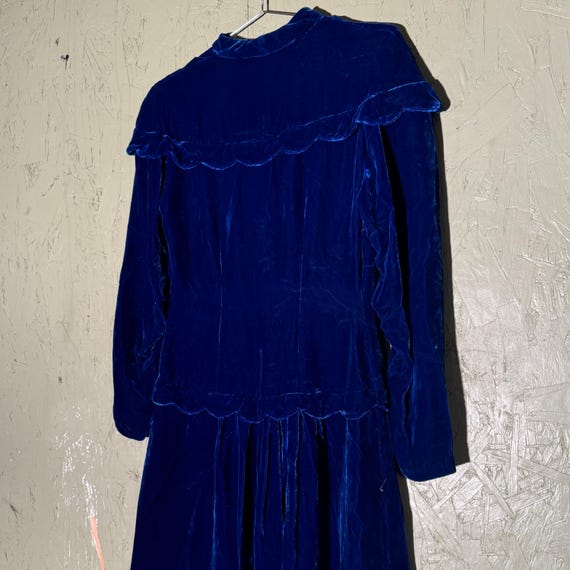 Vintage Velvet Blue Drop Waist Dress