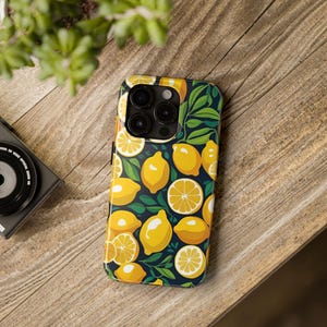 Vibrant Lemon Pattern Tough Phone Cases, Durable Phone Covers, Lemon-Themed Gifts, Summer Accessories, Stylish Tech Protection