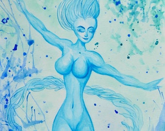 Art Print: Water Dancing Elemental Magical Creature - High Resolution Artwork