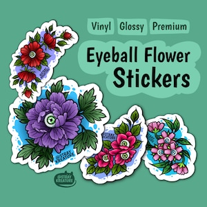 Augapfel Blumen Sticker Pack - Vinyl - Glänzend - Premium