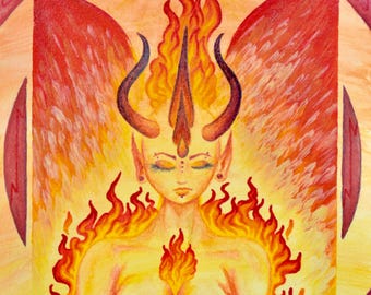 Art Print: Fire Spirit Elemental Goddess - High Resolution Artwork