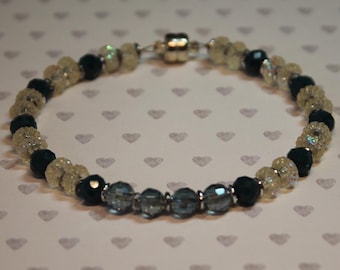 Smokey Blue Crystal Bracelet: Sparkle Rondelles, Magnetic Clasp