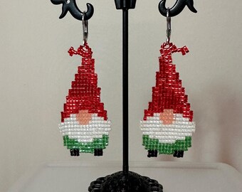 Gnome Seed Bead Earrings Whimsical