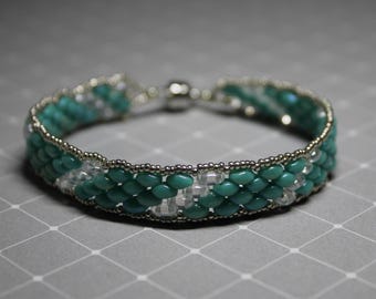 "Super Duo Peyote Armband Magnetverschluss ""Türkis""."