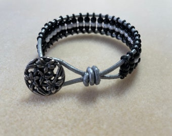 Black & White Leather Wrap Bracelet