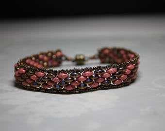 Super Duo Peyote Armband Magnetverschluss Rosa