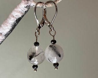 Natural Tourmaline Quartz Dangle Earrings