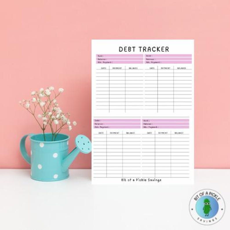 Debt Tracker Pink - Etsy