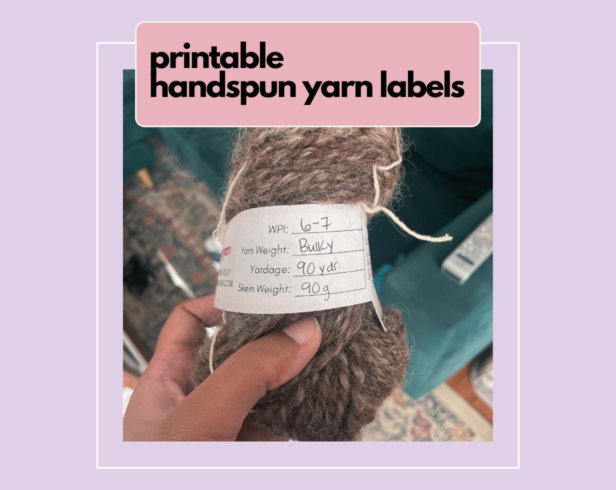 Handgesponnene Yarn Printable Labels (PDF Printable) - Spinnen, Garn, handgesponnenes Garn, Zubehör, Faserkunst, pdf, download, printable, personalisierbar