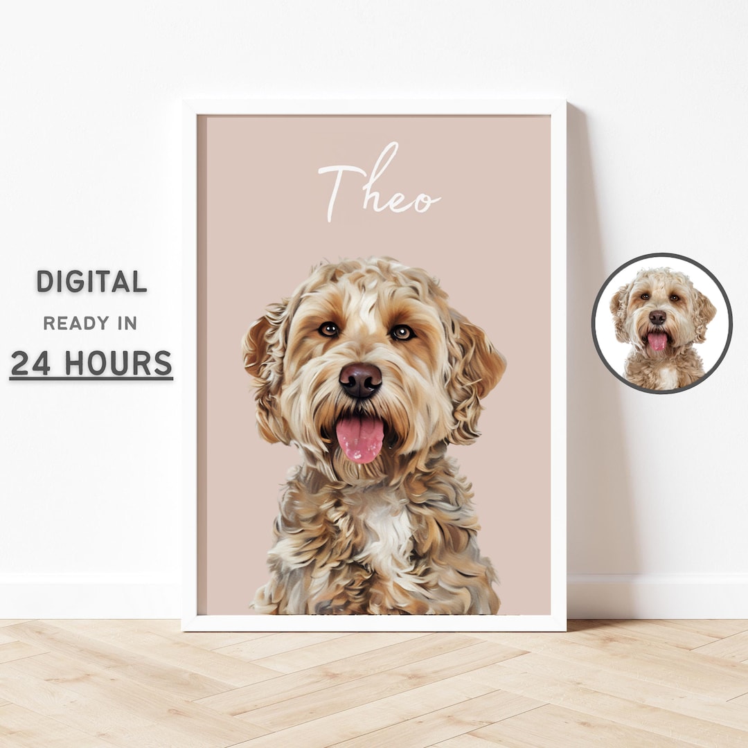 Custom Pet Portraits Using Pet Photo Personalized Digital Dog Portraits ...
