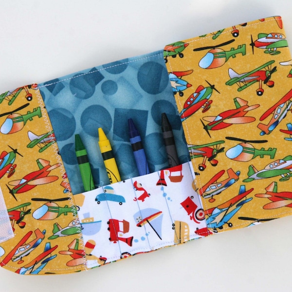 Airplanes and Helicopters Coloring Wallet  For The Little Artist Crayons and Notepad Included