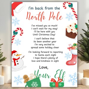 Elf Arrival Letter, I’m Back Elf Letter, Elf Welcome Back, Welcome back Elf, I'm Back Letter, Elf Printable,