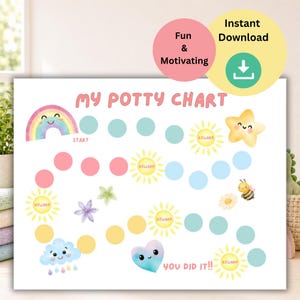 Printable Potty Training Chart, Rainbow Potty Training, Potty Chart, Reward Chart, Girls Potty Training Chart, Toddler Reward Chart,