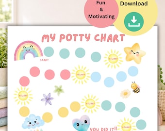 Printable Potty Training Chart, Rainbow Potty Training, Potty Chart, Reward Chart, Girls Potty Training Chart, Toddler Reward Chart,