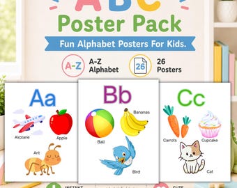 Alphabet Posters Classroom, ABC Posters Classroom, Classroom decor, ABC Poster, Alphabet Chart, Toddler, Preschool, Kindergarten, Homeschool
