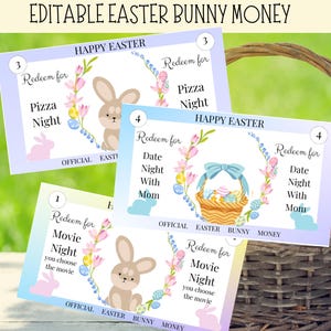 Bunny bucks, soldi del coniglietto di Pasqua, Easter Bucks, soldi del coniglietto, Easter Bunny Bucks, attività di Pasqua, soldi finti per bambini, soldi falsi, modificabili