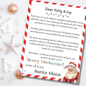 Carta editable de Papá Noel, carta de Papá Noel, nota de Papá Noel, carta de Papá Noel en pdf, carta de Papá Noel para niños, imprimible navideño editable,