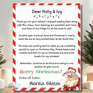 Carta de Papá Noel editable, carta de Papá Noel, nota de Papá Noel, correo del Polo Norte, carta infantil a Papá Noel, imprimible navideño, personalizada, para niños pequeños