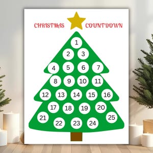 Druckbarer Weihnachts-Countdown-Kalender, Kinder-Adventsaktivität, Advents-Countdown, Montessori, Homeschool, Vorschule, Weihnachtsbaum-Countdown