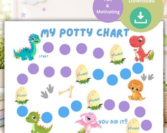 Printable Potty Training Chart, Dinosaur Potty Training, Potty Chart, Reward Chart, Potty Training Boys, Toddler Reward Chart