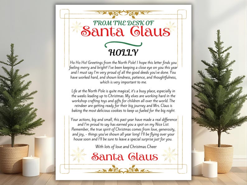 Santa Reply Background Editable Letter From Santa, Letter From Santa, Santa Letter, Official ...