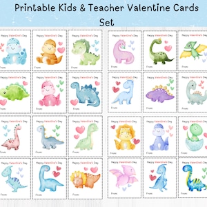 Tarjetas de San Valentín para niños, Tarjetas de San Valentín de dinosaurios, San Valentín de dinosaurios, Tarjetas de San Valentín de dinosaurios, Tarjetas de San Valentín para niños, Juego de tarjetas de San Valentín,