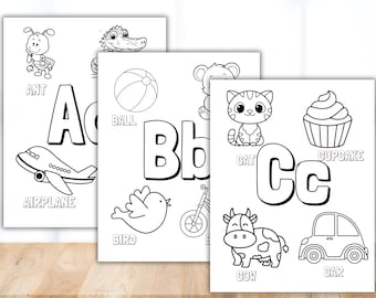 26 páginas para colorear del alfabeto, hojas de trabajo del alfabeto, páginas imprimibles del alfabeto, páginas para aprender el alfabeto, colorear el alfabeto, preescolar, jardín de infantes, aula