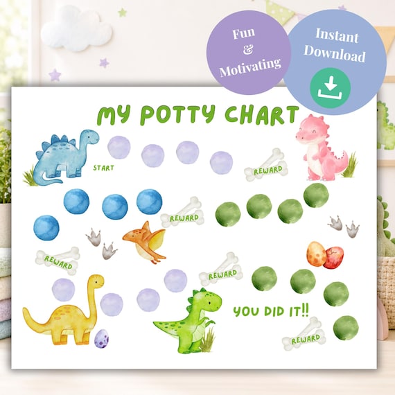 Printable Potty Training Chart, Dinosaur Potty Training, Potty Chart, Reward Chart, Potty Training Boys, Toddler Reward Chart