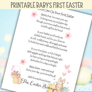 La primera Pascua del bebé, Carta del conejito de Pascua, Poema de Pascua, Personalizado, Carta del conejito de Pascua, Carta del conejito de Pascua, Mi primera Pascua