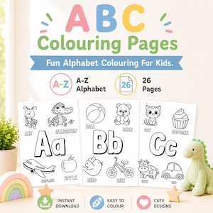 26 Alphabet Coloring Pages, Alphabet Worksheets, Printable ABC pages, ABC Learning Pages, ABC Coloring, Preschool, Kindergarten, Classroom