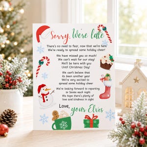 Elf Late Arrival, Elf Arrival Letter, Sorry We're Late Elf Letter, Elf Welcome Letter, Elf Late Arrival Letter, Elf Return Letter, Printable