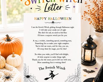 Carta imprimible de Switch Witch, Carta de Switch Witch, Actividad de Halloween, Switch Witch, Imprimible de Halloween para niños, Alternativa a los dulces de Halloween