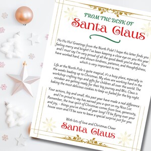 Carta imprimible de Papá Noel, cartas de Papá Noel, nota de Papá Noel, carta de Papá Noel, carta oficial de Papá Noel, carta de Papá Noel para niños,