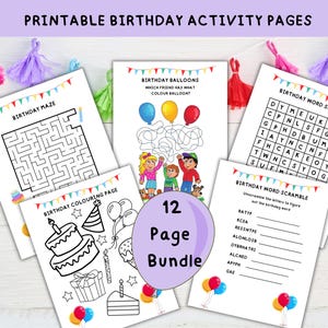 Birthday Activities For Kids, Birthday Coloring Pages, Birthday Activity Pages, Kids Activity, Birthday Games