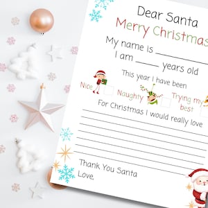 Carta imprimible para niños a Papá Noel, carta a Papá Noel, cartas a Papá Noel, cartas a Papá Noel, nota a Papá Noel, cartas a Papá Noel, carta imprimible a Papá Noel