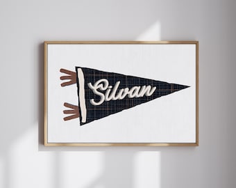 Personalized Name Pennant Flag Custom Baby Banner Vintage Wall Art Baby Shower Birthday Gift Nursery Decor Boys Room Minimalist Name Print