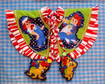 Raggedy Ann & Andy Collar: Wearable Art Costume, Vintage Fabrics
