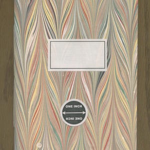 Journal with Marbled Paper Soft Cover Featuring Yellow Ochre, Green, and Dark Grey