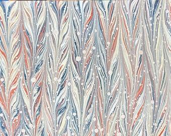 Marbled Paper Featuring a Version of a British Mid Nineteenth Century Antique Straight Pattern