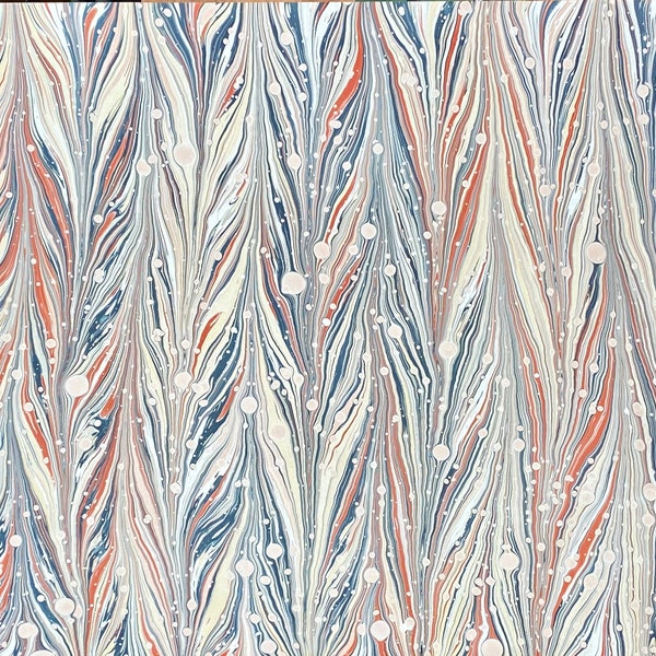 Marbled Paper Featuring a Version of a British Mid Nineteenth Century Antique Straight Pattern