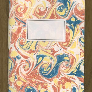 Soft Cover Journal with Marbled Paper Featuring a French Curl Pattern
