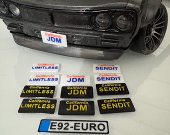 Mini License Plate Personalized to your liking! 3 Pairs(front & back) for 10 Dollars! 1/10 scale RC