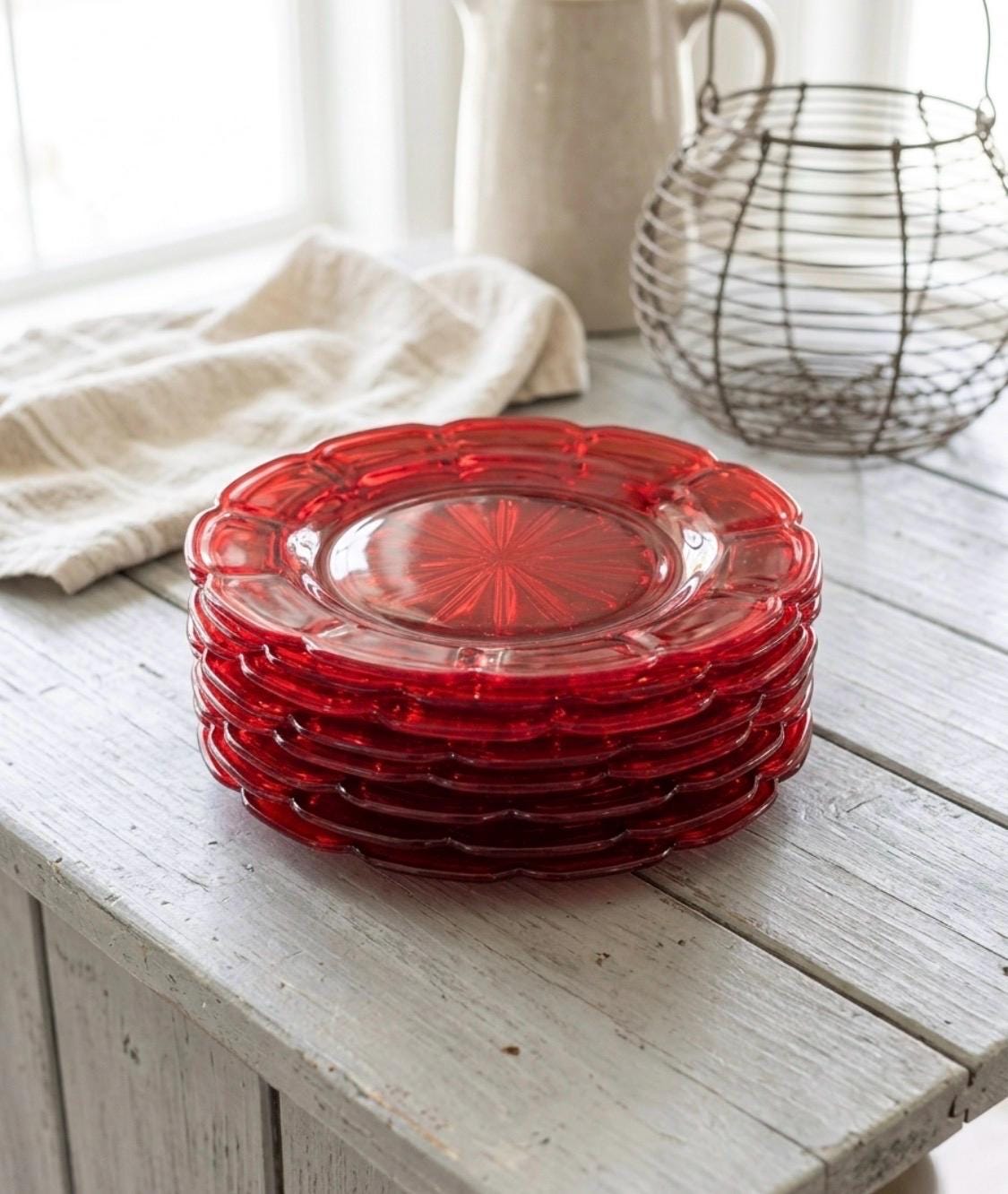 Antique Red Plates - Etsy